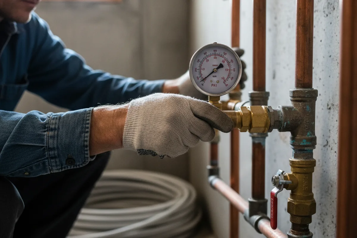 Pressure testing a repaired line during Water Line Repair in Memphis